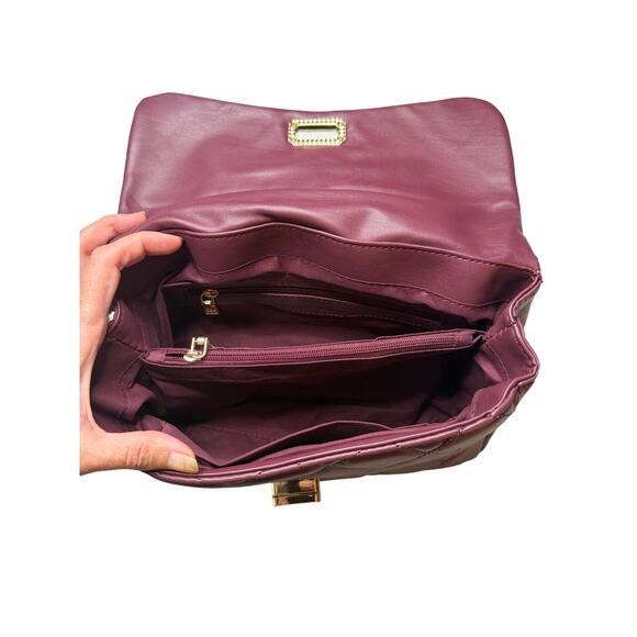 Badgley Mischka Plum Quilted Crossbody | Gold Chain | NWT | $129 MSRP - Picture 4 of 8